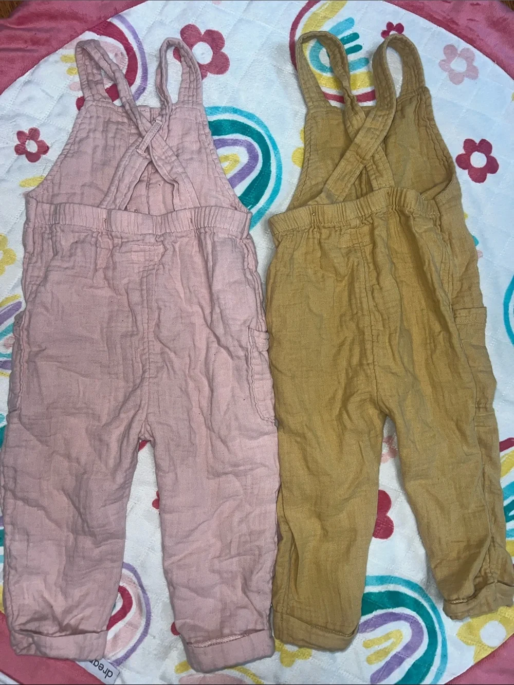 Carter's Muslin Overalls in Mustard and Blush